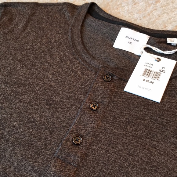 Billy Reid Men’s Long Sleeve Mouline Henley XXL - Picture 3 of 4